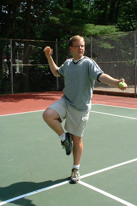 John demonstrates a proper Stork Serve.